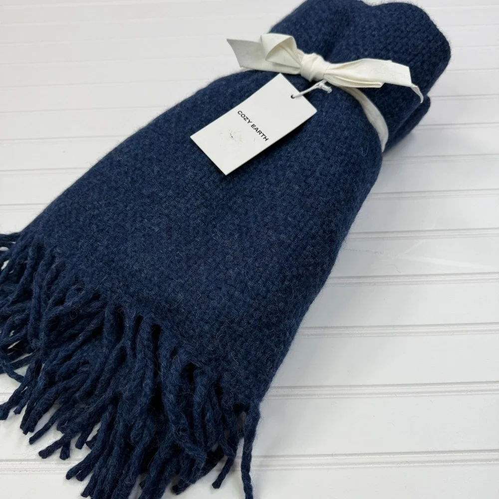 Cozy Earth Lucia Throw Alpaca Wool Indigo 50